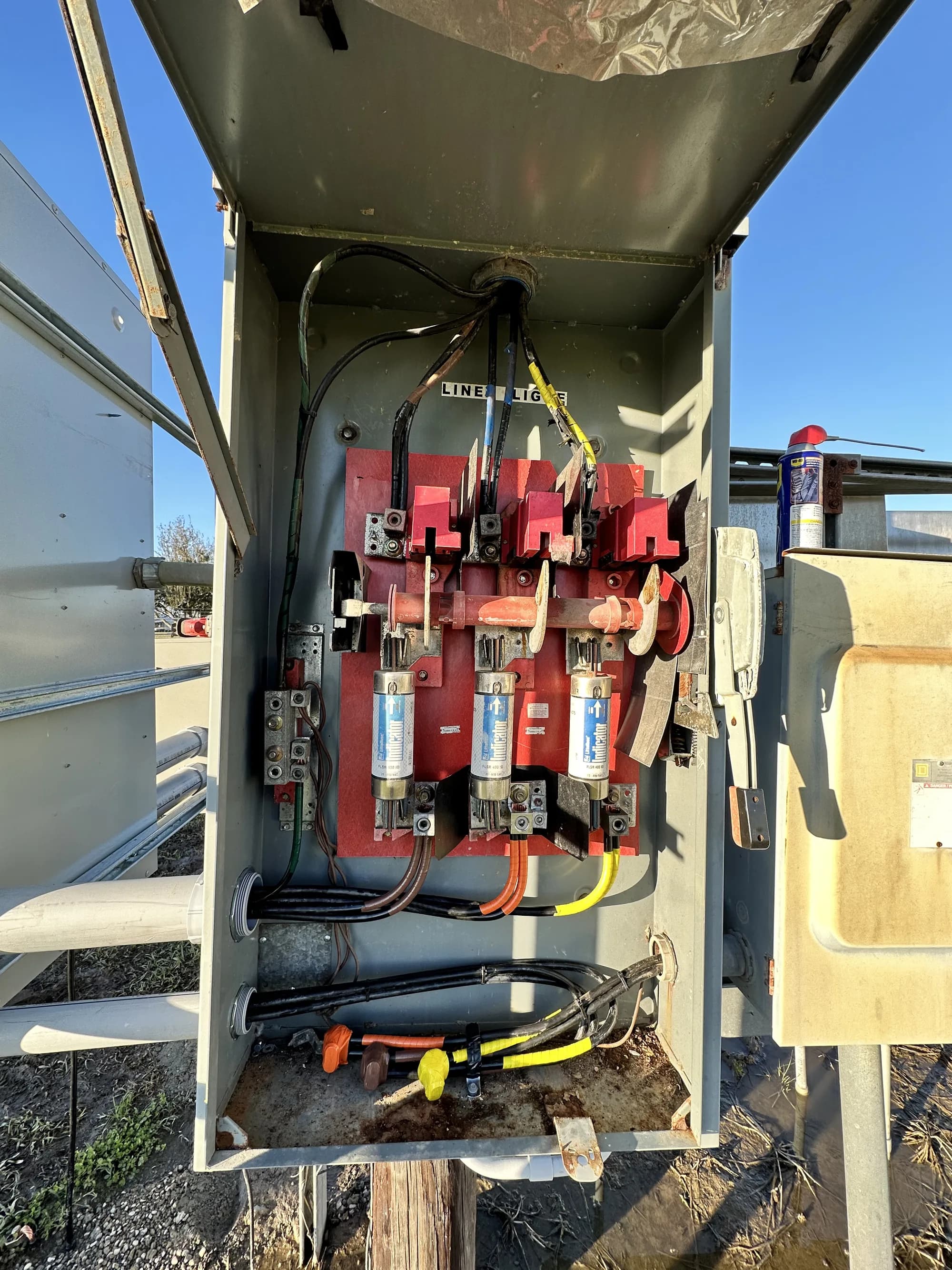 Babcock Electric work in Cameron, LA — Storm-rebuild service-mast and panel work